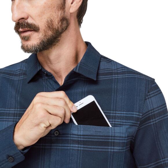 Lululemon Men's Mason Peak Plaid Flannel Blue XXL - Picture 3 of 12